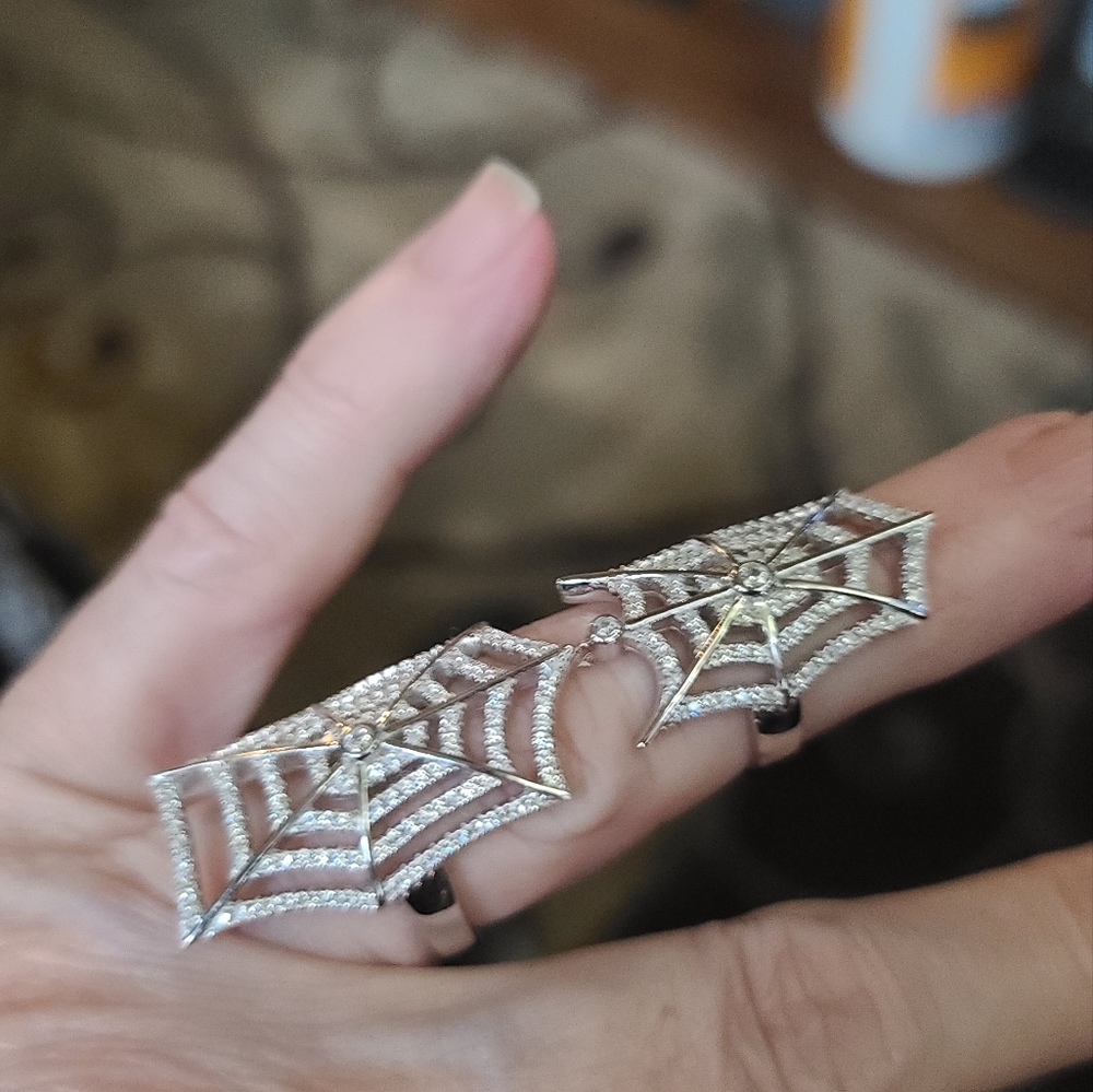 Sterling & White sapphire spider web cuff
